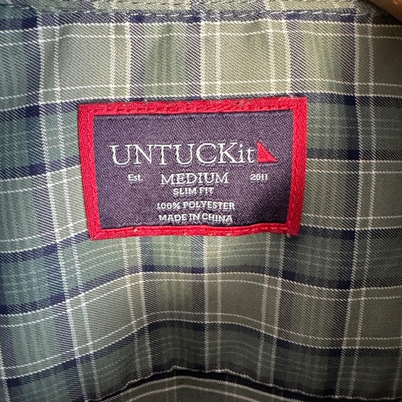 UNTUCKit Men's Slim Fit Green Plaid‎ Long Sleeve Button Shirt St. Patrick Day M - Picture 2 of 14